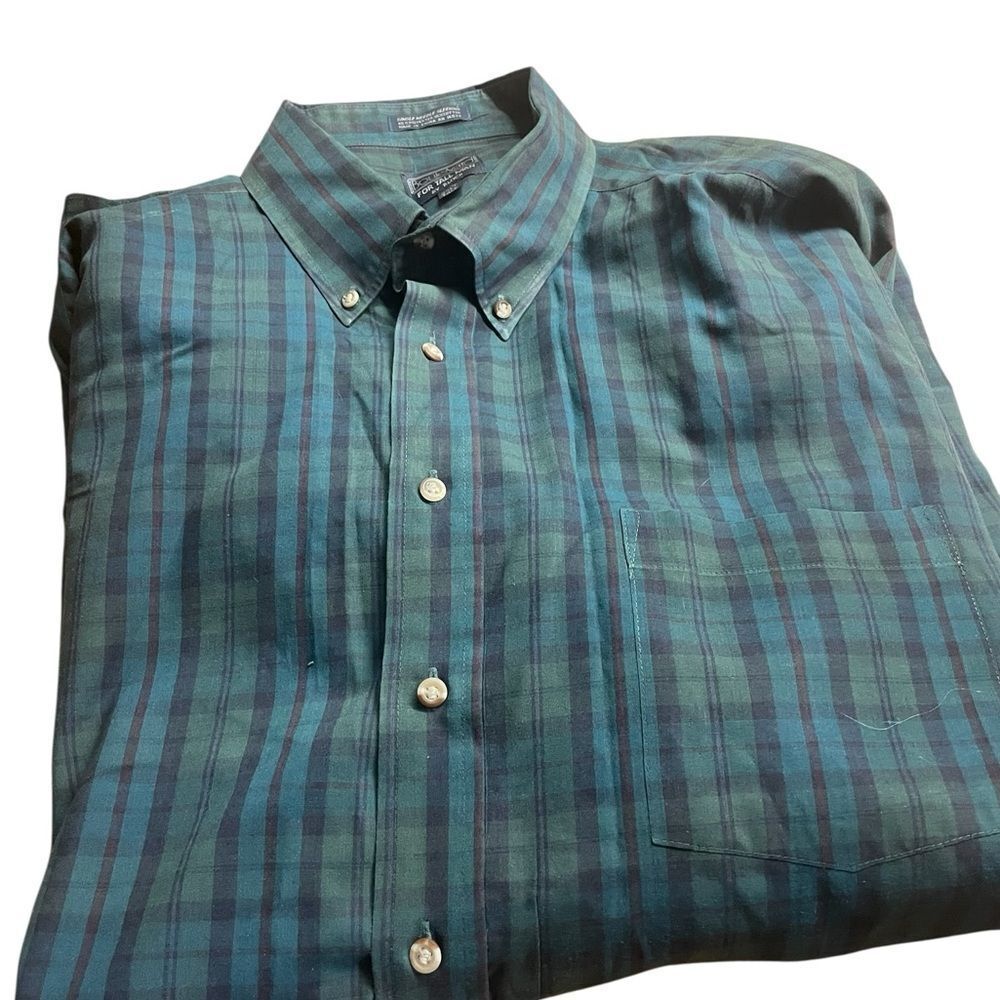 Boulevard for tall man Men's Green and Blue Plaid Shirt size 3XLT